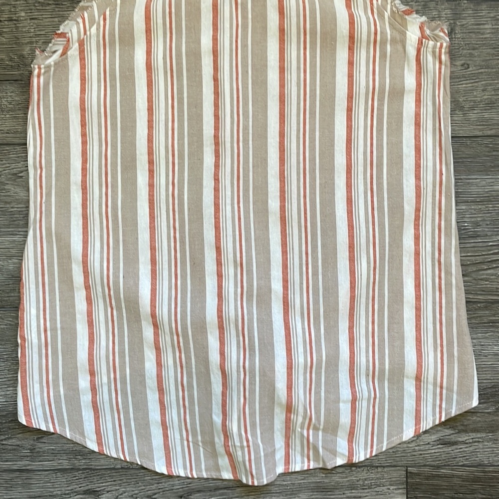Umgee | Neutral Vertical Striped Tie Front Spaghetti Stripe Tank Top Small - Picture 5 of 8